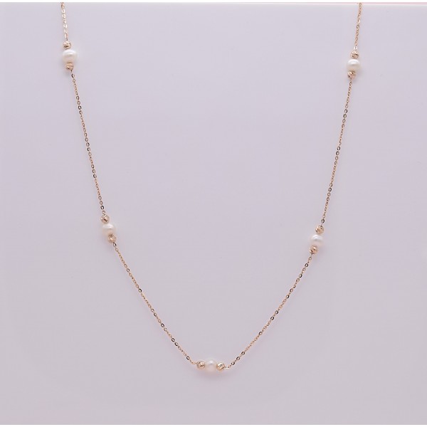 Auksinis Kolje su perlais  5 Beads  25C26