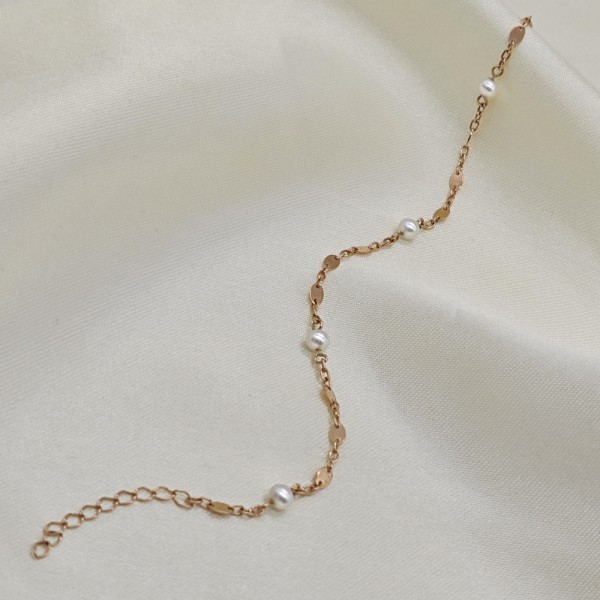 Auksinė apyrankė su kult.perlu 17+cm  219B01