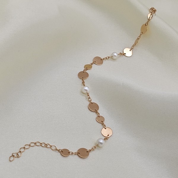 Auksinė apyrankė su kult.perlu 17+cm  219B02