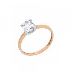 Auksinis žiedas su cirkoniu ir baltu auksu 17.5 mm