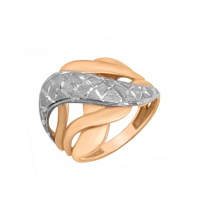 Auksinis žiedas su baltu auksu 17.5 mm