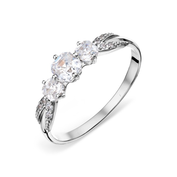 Balto aukso žiedas su Swarovski Zirconia  088k24