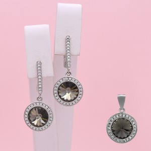 Sidabrinis komplektas su Swarovski 128S130 Sidabrinis komplektas su Swarovski 128S130
