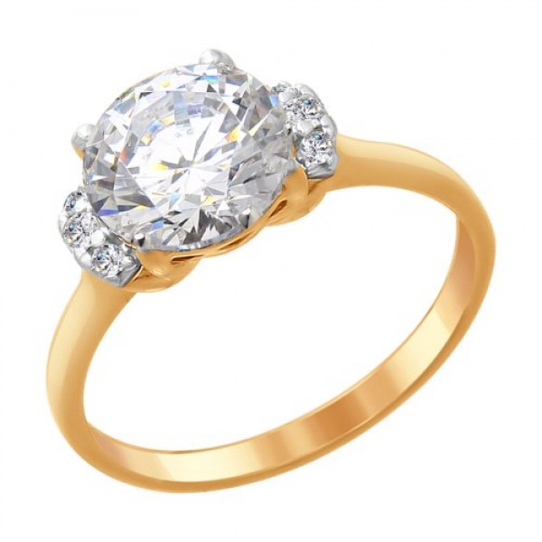 Paauksuotas sidabrinis žiedas su Swarovski Zirconia 165K02