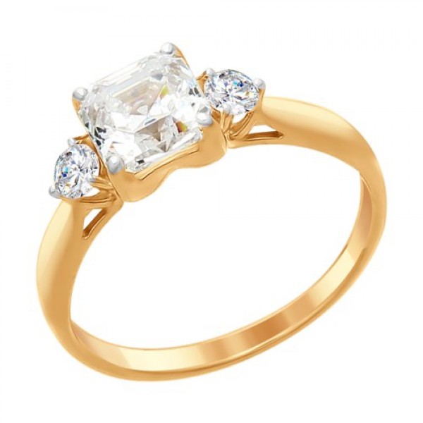Paauksuotas sidabrinis žiedas su Swarovski Zirconia