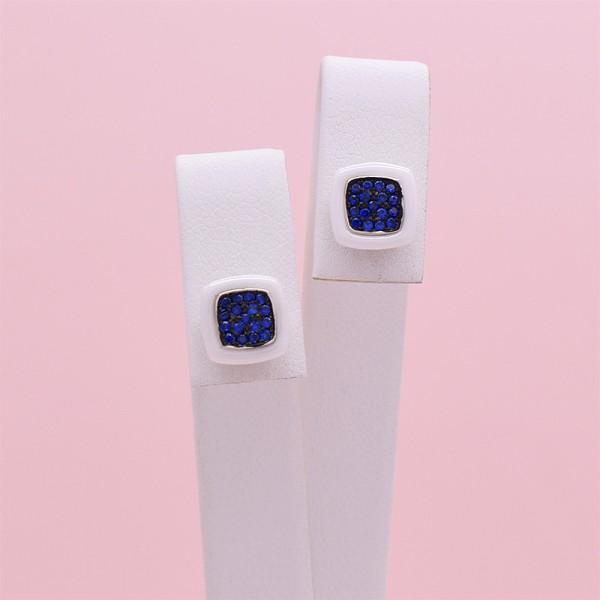 Sidabriniai auskarai su keramika ir Swarovski 180S49